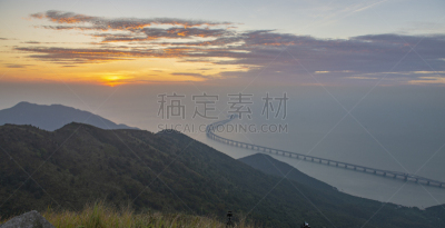 全景,桥,珠海,地形,户外,水下,黄昏,蓝色,人造的,著名景点