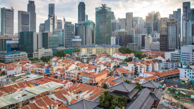 View of The skyline of Singapore downtown CBD