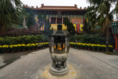 大屿山,庭院,熏香,晚樱科,装饰水壶,里面,宝莲禅寺,华丽的,燃烧