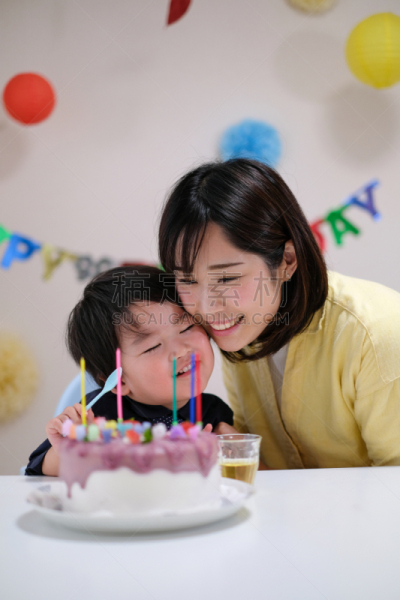 生日,母亲,家庭生活,儿子,羊毛帽,华丽的,仅日本人,家庭,蛋糕,肖像