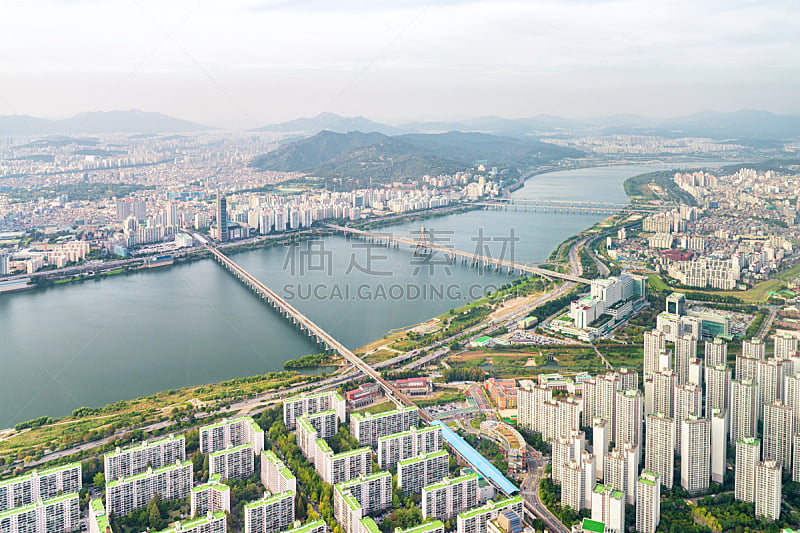 都市风景,首尔,汉江,桥,顶部,非凡的,在上面,现代,著名景点,韩国