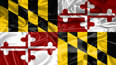 Maryland state flag on silk and satin texture with mask and displace technique