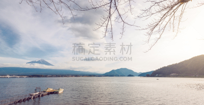 富士山,白昼,全景,山,夏天,天空,日本,火山,蓝色,云景