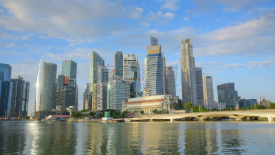 View of The skyline of Singapore downtown CBD