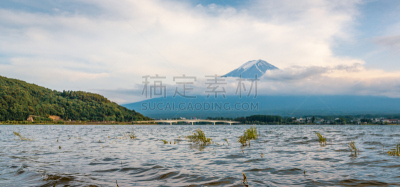 富士山,白昼,全景,山,夏天,日本,火山,云景,雪山,云