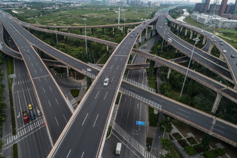 公路,高架道路,航拍视角,卡车,汽车,交通,现代,无人机,商业金融和工业,户外