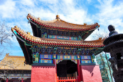 北京,雍和宫,佛,户外,蓝色,华丽的,远古的,著名景点,过去,美术工艺