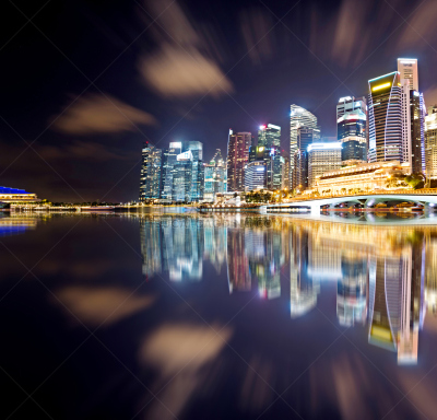 城市天际线,夜晚,新加坡市,国际著名景点,当地著名景点,新加坡,景观设计,狮子,现代,著名景点
