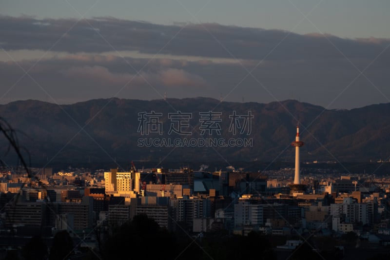 breathtaking sunrise in the Kyoto city, japan