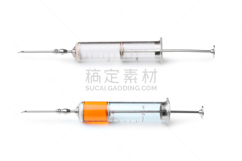 玻璃,注射器,白色背景,一对,分离着色,科技,背景分离,药,医疗器械,复古风格