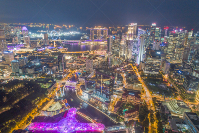 新加坡市,城市天际线,航拍视角,游艇码头,滨海湾 ,金融,全景,横截面,全部,建筑外部