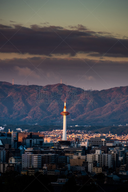 breathtaking sunrise in the Kyoto city, japan