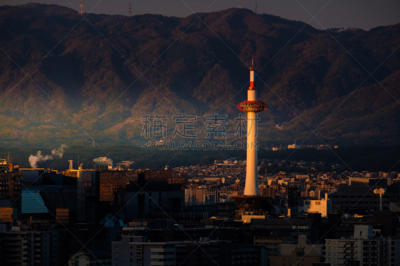 breathtaking sunrise in the Kyoto city, japan