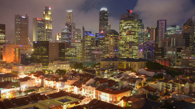View of The skyline of Singapore downtown CBD