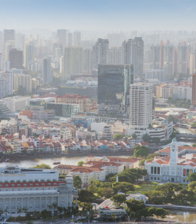 View of The skyline of Singapore downtown CBD