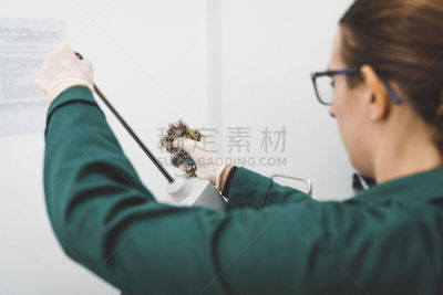 医学样本,显微镜,部分,科学实验,肖像,技术,现代,生物学家,化学家,仅女人