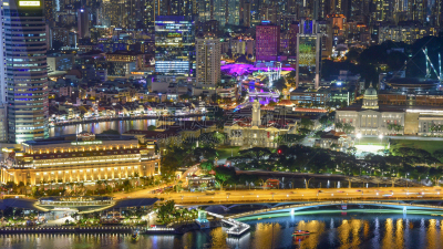 View of The skyline of Singapore downtown CBD