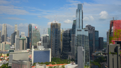 View of The skyline of Singapore downtown CBD