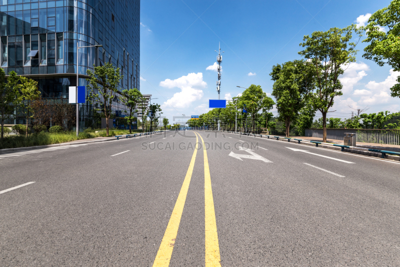 现代,重庆,办公大楼,横截面,沥青,汽车,交通,枝繁叶茂,公路,户外