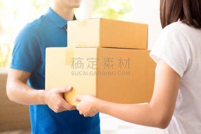 盒子,女人,商务,有序,部分,一个人,泰国,邮局,拿着,仅一个女人
