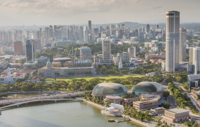 View of The skyline of Singapore downtown CBD