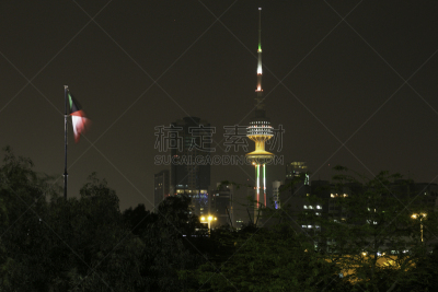 科威特,塔,科威特塔,建筑外部,风景,图像,光轨,波斯湾,无人,户外