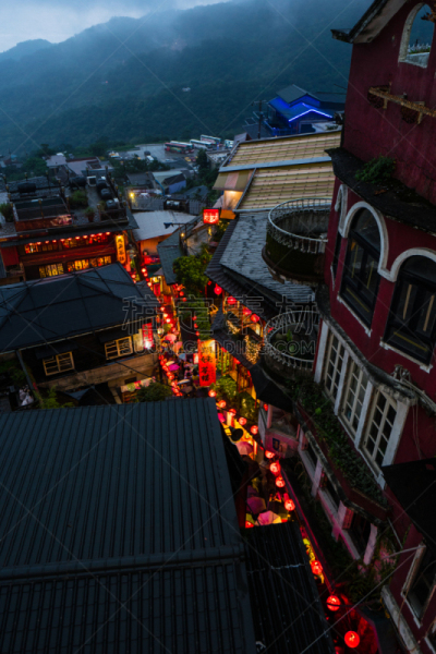 街道,正下方视角,照明设备,传统,灯笼,春节,著名景点,户外,节日,九份