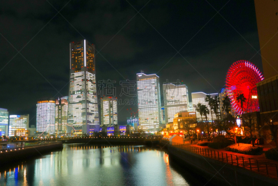 照明设备,横滨高速铁路,横滨,正下方视角,2019,华丽的,著名景点,横滨地标大厦,日本