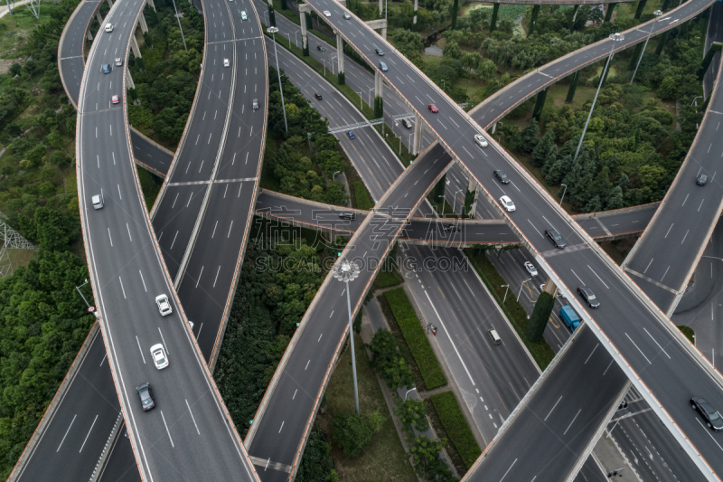 公路,高架道路,航拍视角,卡车,汽车,交通,现代,无人机,商业金融和工业,户外