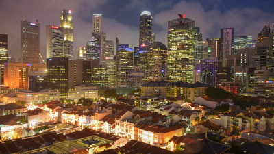 View of The skyline of Singapore downtown CBD