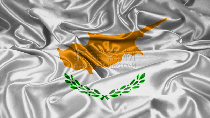 Cyprus flag on silk and satin texture with mask