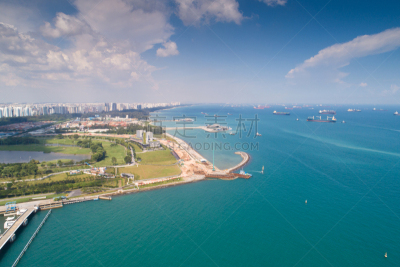 新加坡市,城市天际线,航拍视角,游艇码头,滨海湾 ,金融,全景,横截面,全部,建筑外部
