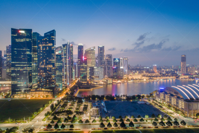 都市风景,新加坡市,城市天际线,航拍视角,市区,宽的,中环,天空,夜晚,市区路