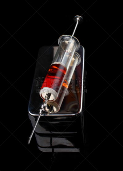 注射器,黑色背景,钢铁,科技,背景分离,药,医疗器械,接种疫苗,血清样品,病毒