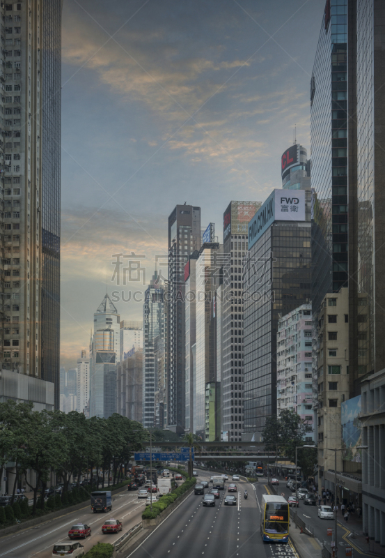 Modern skyscrapers in financial district