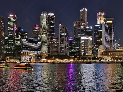 捕获的,都市风景,夜晚,手机,新加坡市,图像信息,新加坡,技术,黄昏,现代
