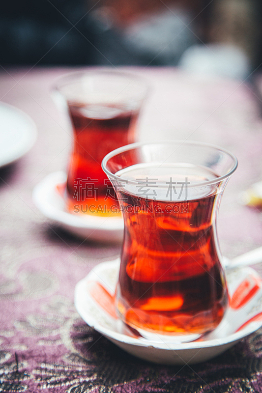 土耳其人,茶,玻璃杯,形状,梨,热,暗色,土耳其,杯,茶碟