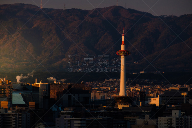 breathtaking sunrise in the Kyoto city, japan