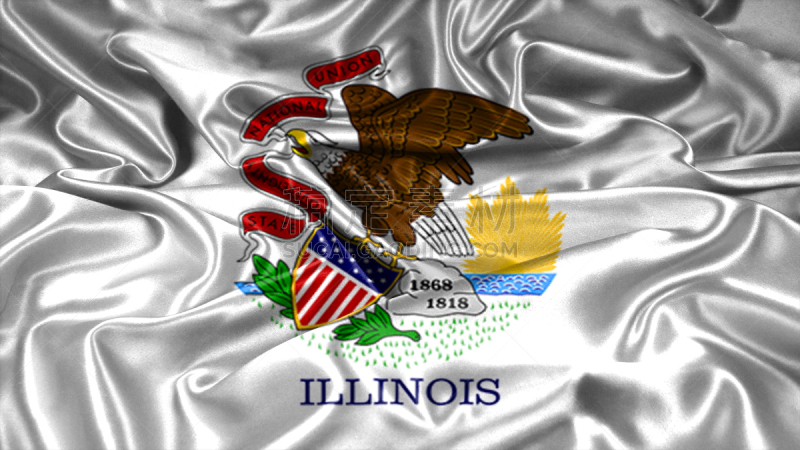 Illinois State flag on silk and satin texture