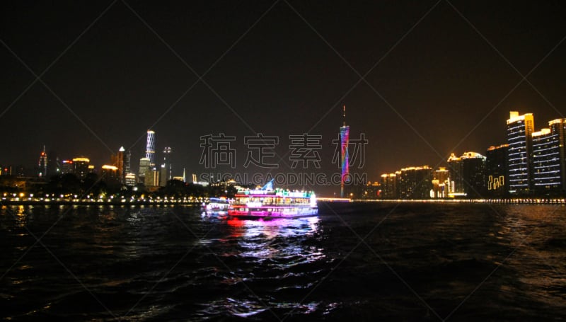 广州,夜晚,珀尔里福,照明设备,黄昏,著名景点,河流,户外,高处,建筑