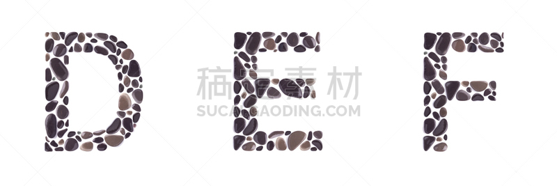 石头,英文字母d,英文字母f,英文字母e,分离着色,白色背景,湿,英语,暗色,背景分离
