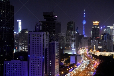 夜晚,高架道路,上海,延安,商务,照明设备,交通堵塞,多车道公路,现代,东亚
