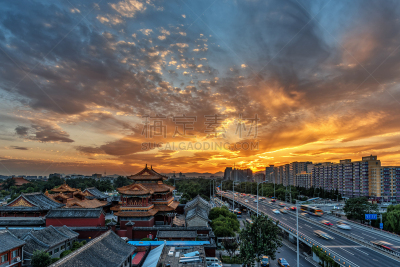北京,交通,雍和宫,市区路,前灯,尾灯,云景,黄昏,公路,现代