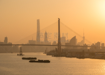 黄浦江,吊桥,上海,杨浦,现代,船,著名景点,河流,背景,户外