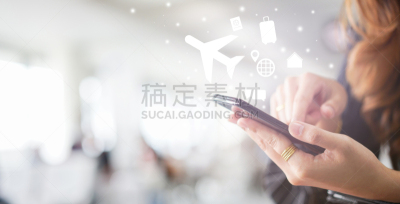 触摸屏,计算机图标,飞行器,网络空间,女商人,旅行的人,青年人,概念,技术,联系