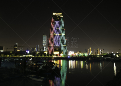 科威特,塔,科威特塔,建筑外部,风景,图像,光轨,波斯湾,无人,户外