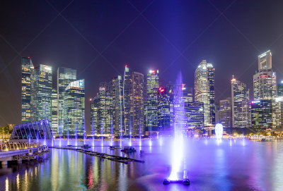 新加坡,照明设备,喷泉,滨海湾 ,商务,城市生活,现代,著名景点,河流,水湾
