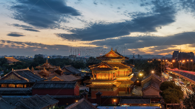 北京,夜晚,雍和宫,前灯,尾灯,云景,交通,黄昏,公路,现代