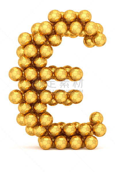 商务,欧元符号,足球,黄金,足球运动,白色,运动,三维图形,巨大的,分离着色