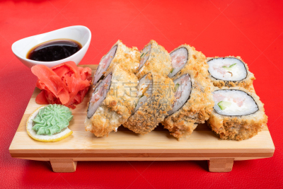 多样,绿芥末酱,特写,塞满了的,裹面包屑,生姜,菜单,日本食品,米,三文鱼